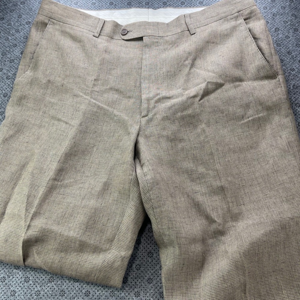 Linea Naturale Luxe Tessuti di Sondrio 100% Linen Pants Italy Tan Brown W38xL34 - Picture 5 of 11